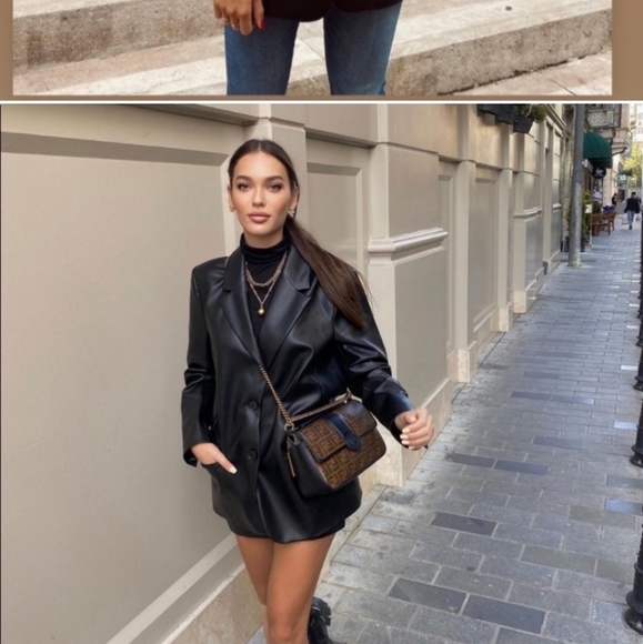 Zara * Oversized Faux Leather Blazer - Picture 12 of 16